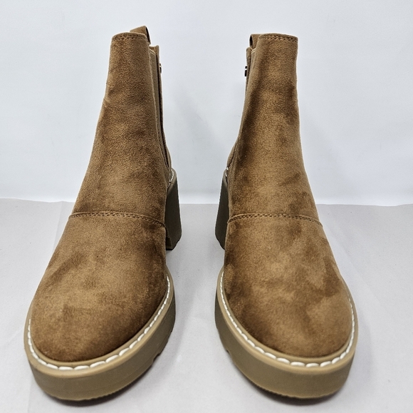 Vodvob Ankle Boots Womens Sz 7 Carmel Faux Suede Chelsea Pull On Chunky Heel - Picture 2 of 10